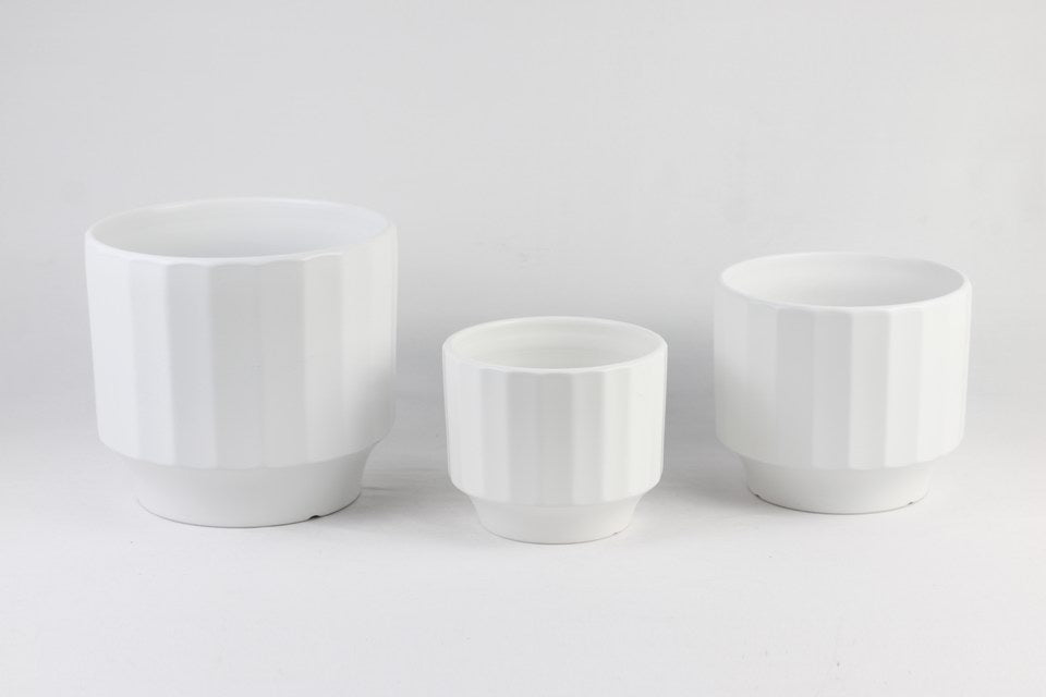 Florinia Modern Ribbed Ceramic Planter – Set of 3 (without plants)