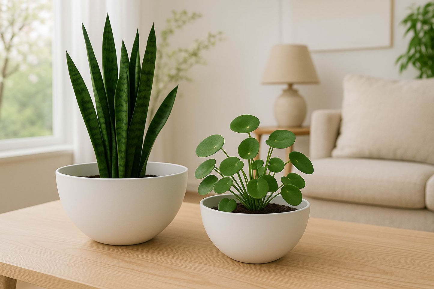 Florinia Plastic Matte Finish Bowl Planter Set – 2 Sizes 11.8"/10" (without plants)