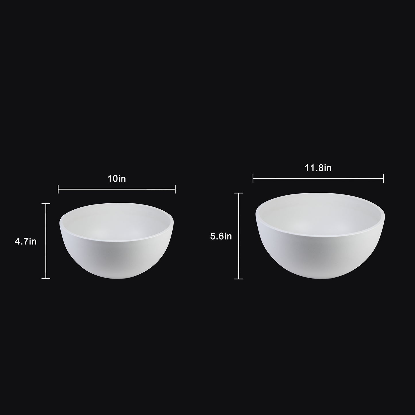 2-Piece White Plastic Serving Bowls – Modern Minimalist Design