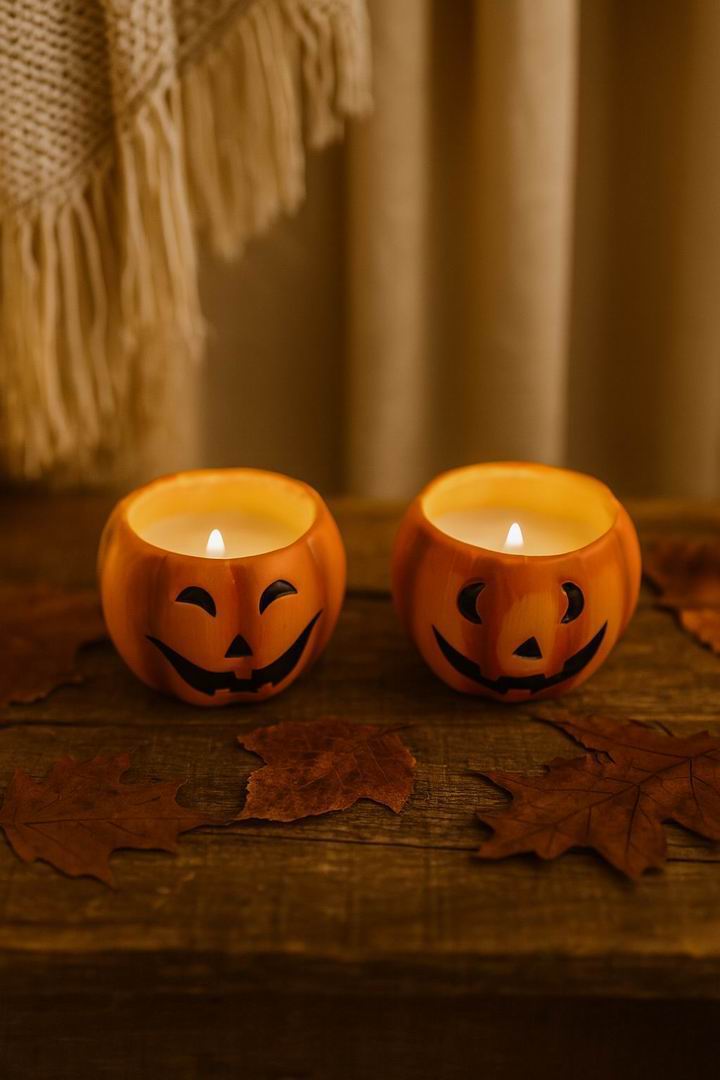 Pumpkin Ceramic Scented Candle – Halloween Edition (set of 2pcs)