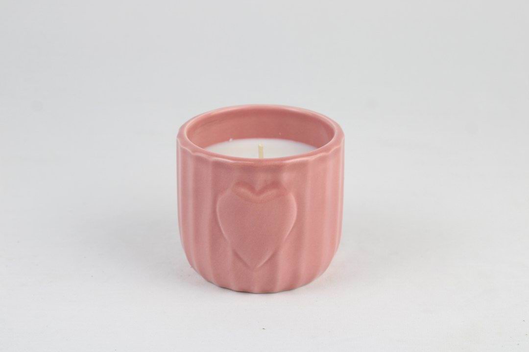 Embossed Heart Ceramic Scented Candle Set – Blush & Scarlet (set of 2pcs)
