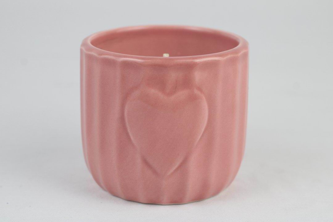 Embossed Heart Ceramic Scented Candle Set – Blush & Scarlet (set of 2pcs)