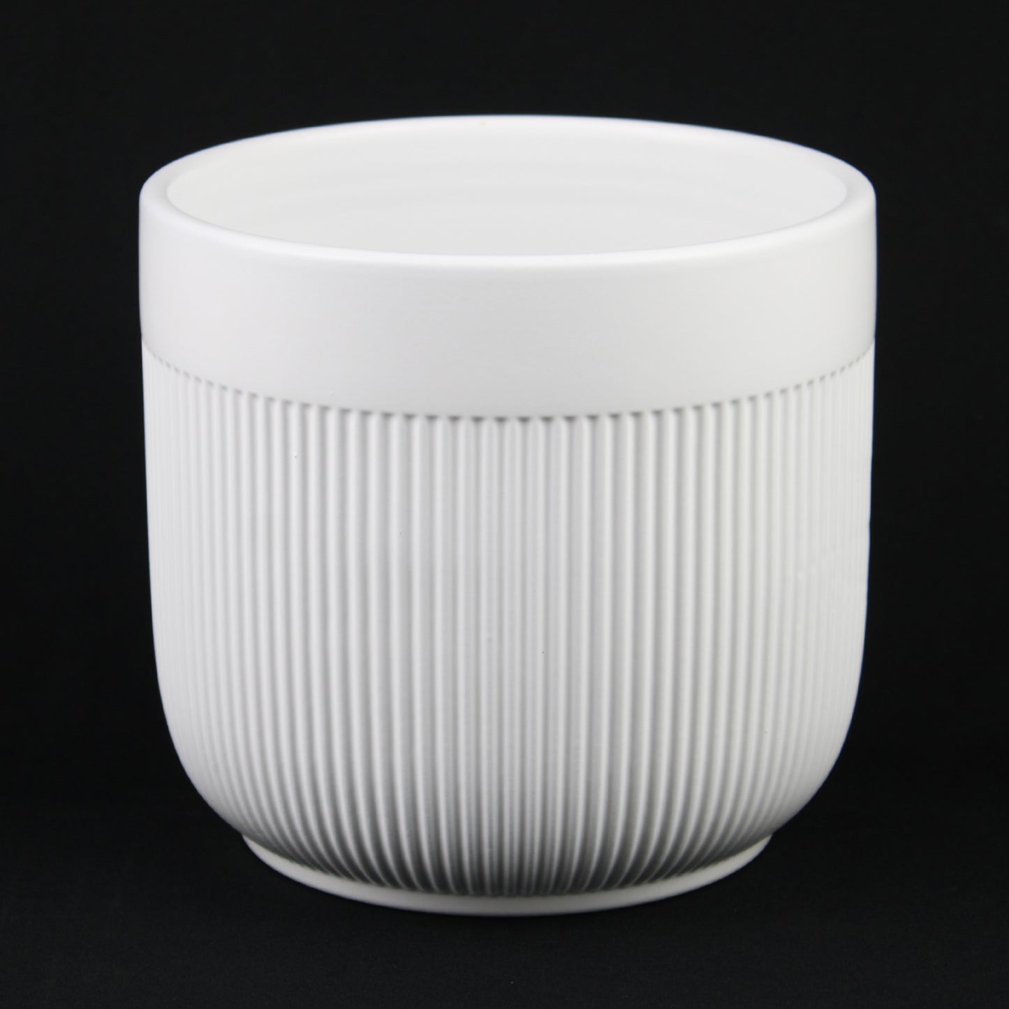 Florinia 3-Piece Stoneware Ribbed Ceramic Round White Flower Pots, 8.5" x 6.5" x 5.5"