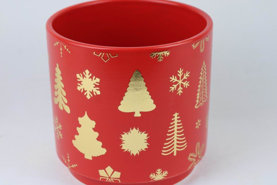 Gold Foil Christmas Ceramic Pot – Planter or Votive