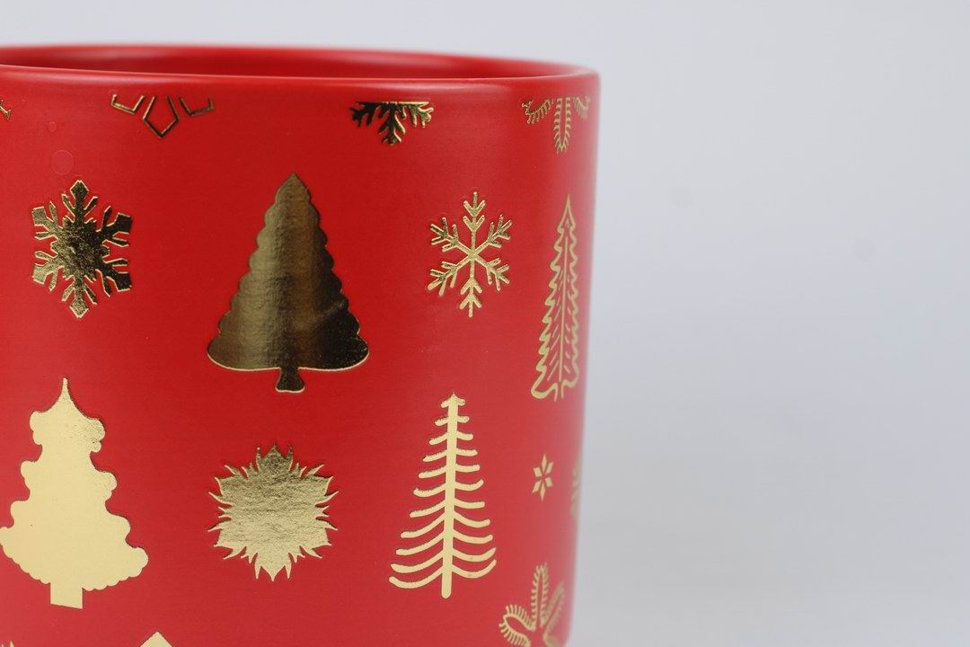 Gold Foil Christmas Ceramic Pot – Planter or Votive