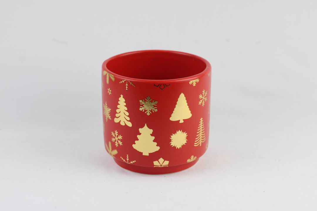 Gold Foil Christmas Ceramic Pot – Planter or Votive
