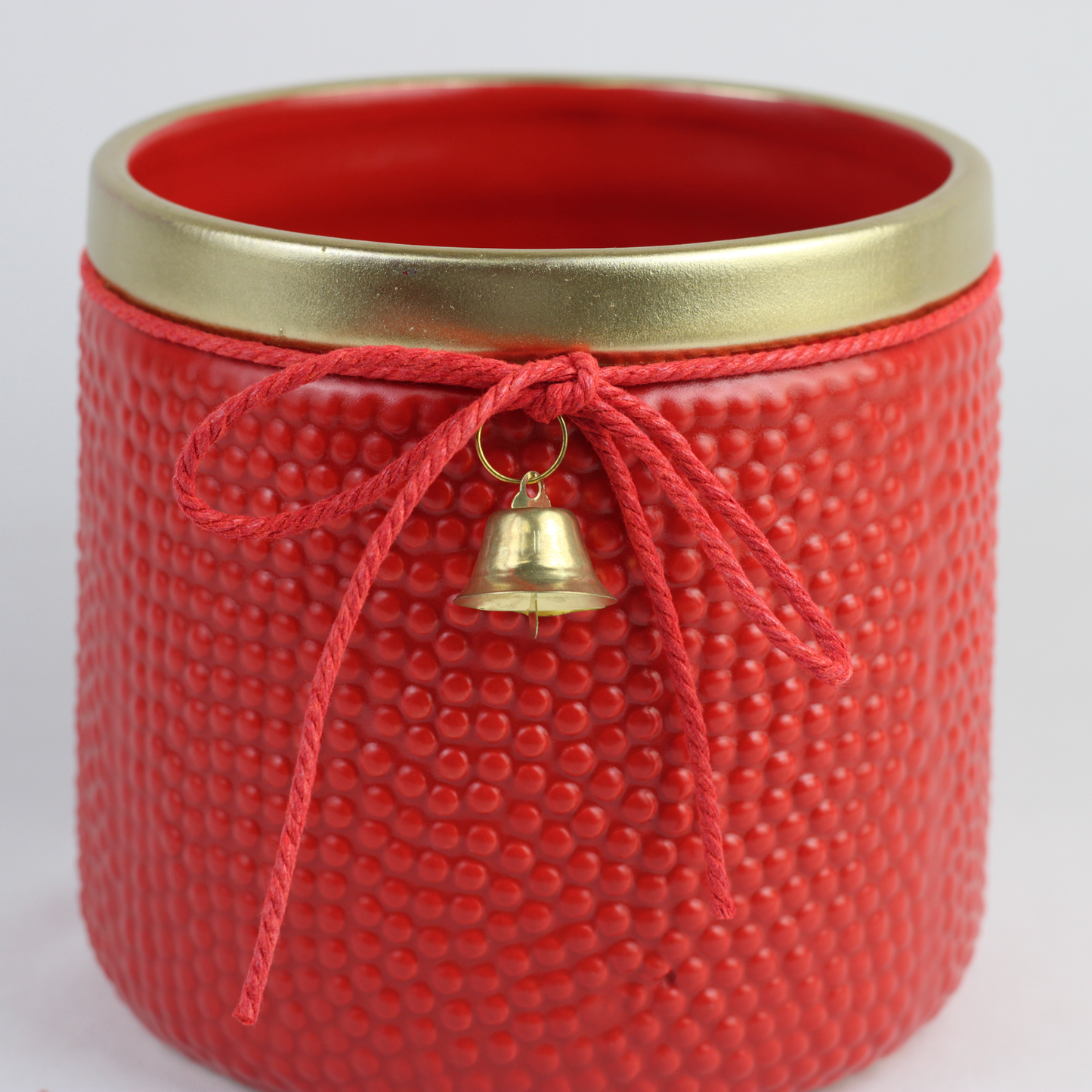 Holiday Bell Ceramic Pot – Textured Planter or Votive