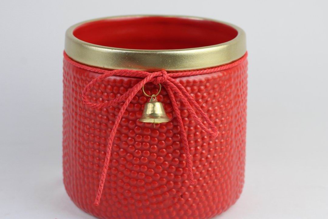 Holiday Bell Ceramic Pot – Textured Planter or Votive