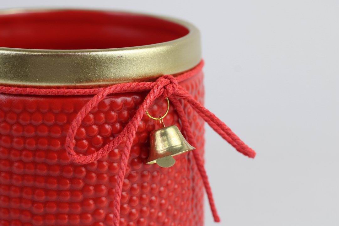 Holiday Bell Ceramic Pot – Textured Planter or Votive