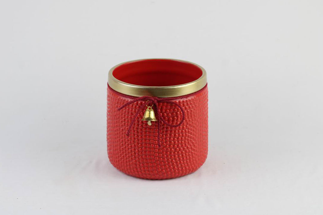 Holiday Bell Ceramic Pot – Textured Planter or Votive