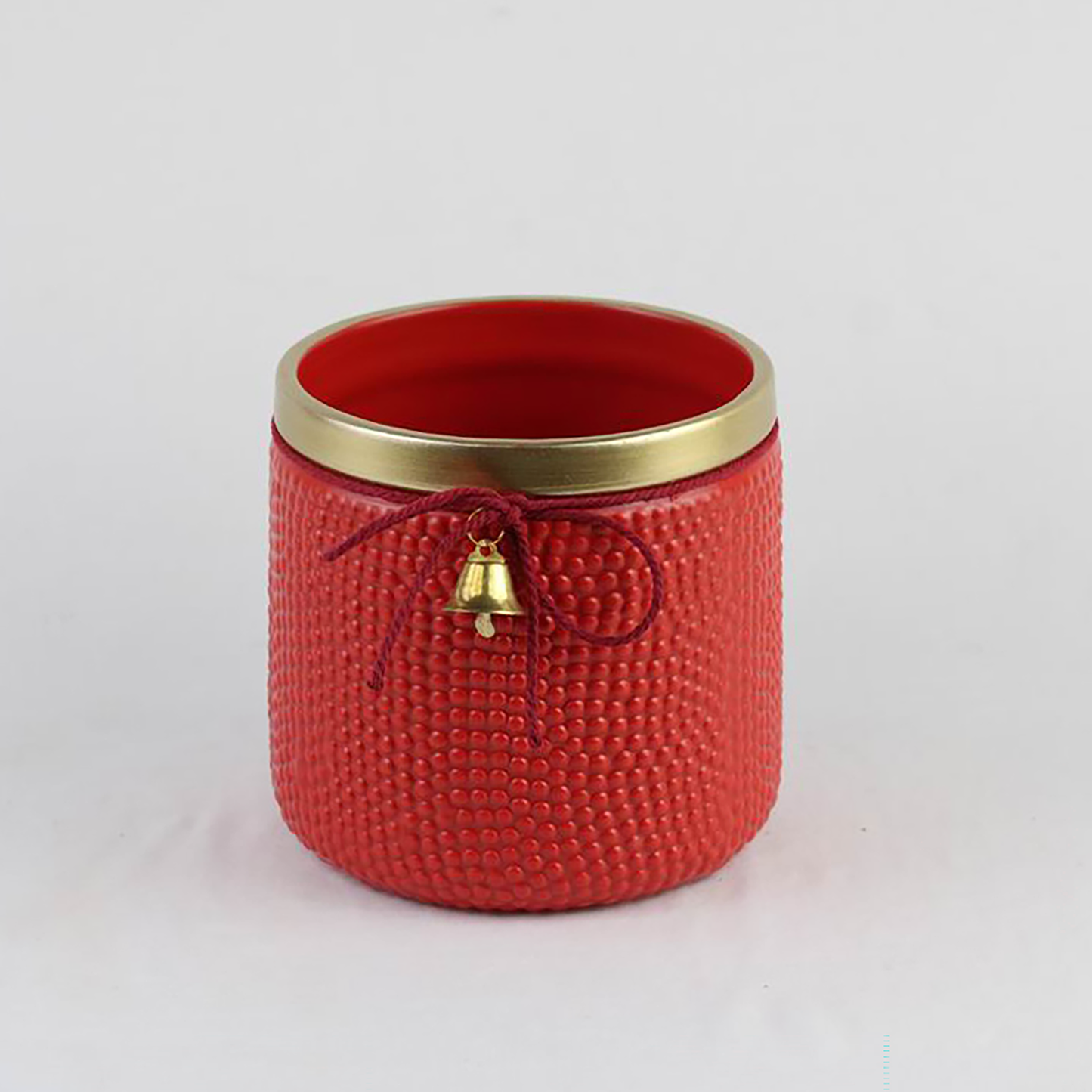 Holiday Bell Ceramic Pot – Textured Planter or Votive