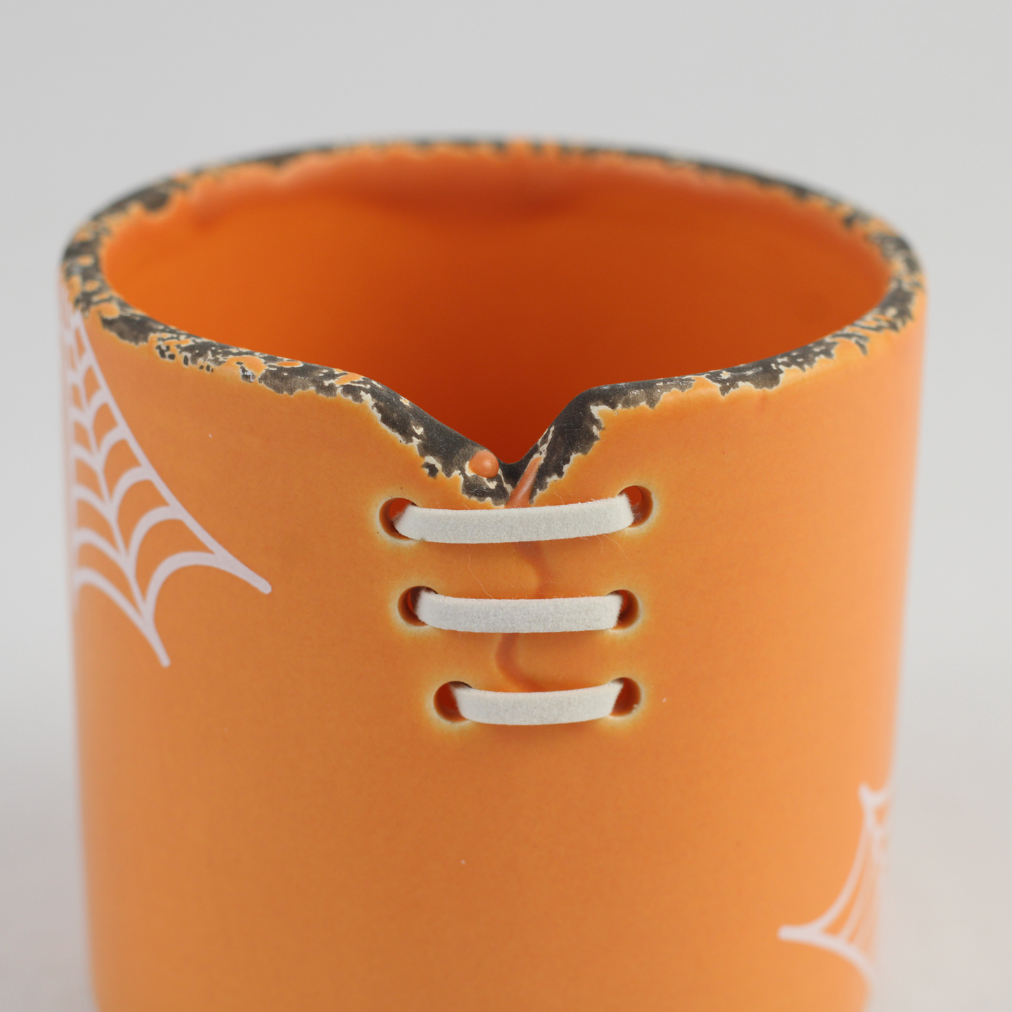 Spiderweb Stitch Ceramic Pot – Halloween Planter or Votive