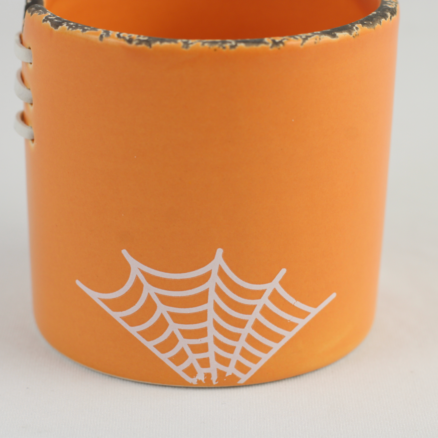 Spiderweb Stitch Ceramic Pot – Halloween Planter or Votive