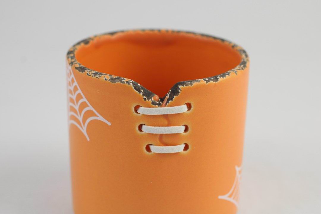 Spiderweb Stitch Ceramic Pot – Halloween Planter or Votive