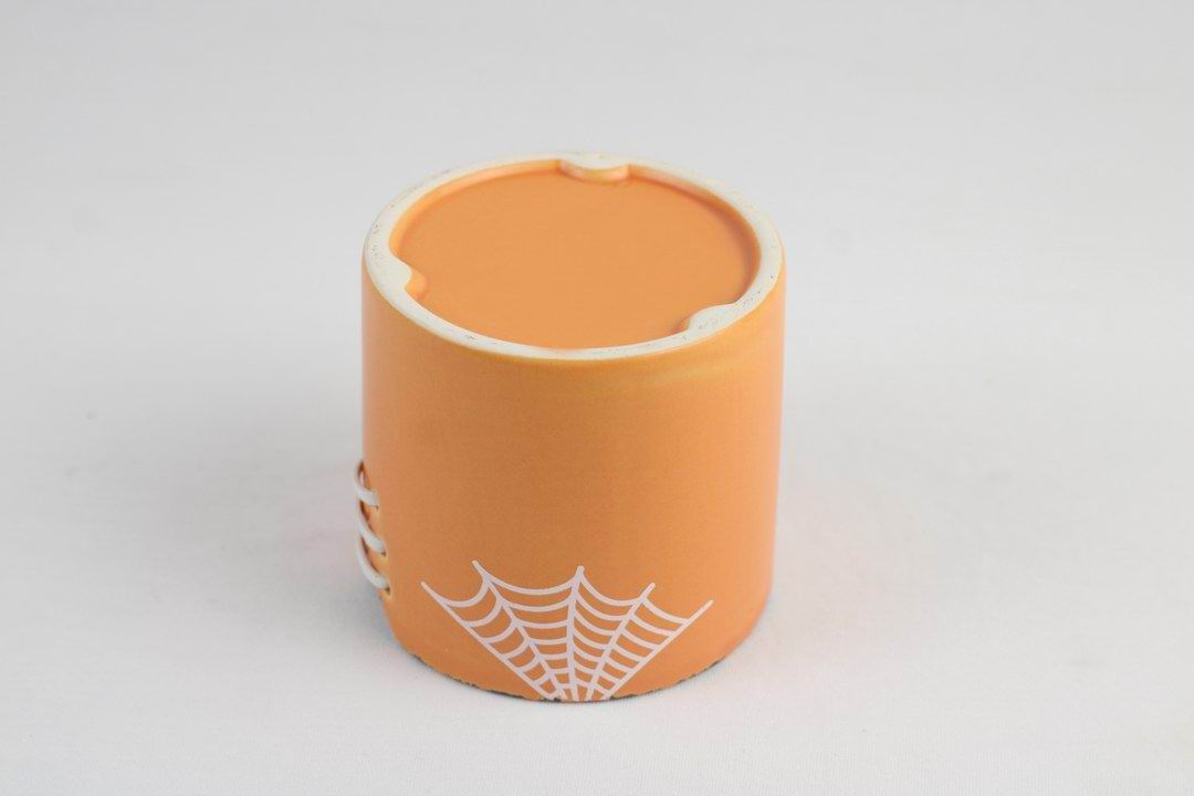 Spiderweb Stitch Ceramic Pot – Halloween Planter or Votive