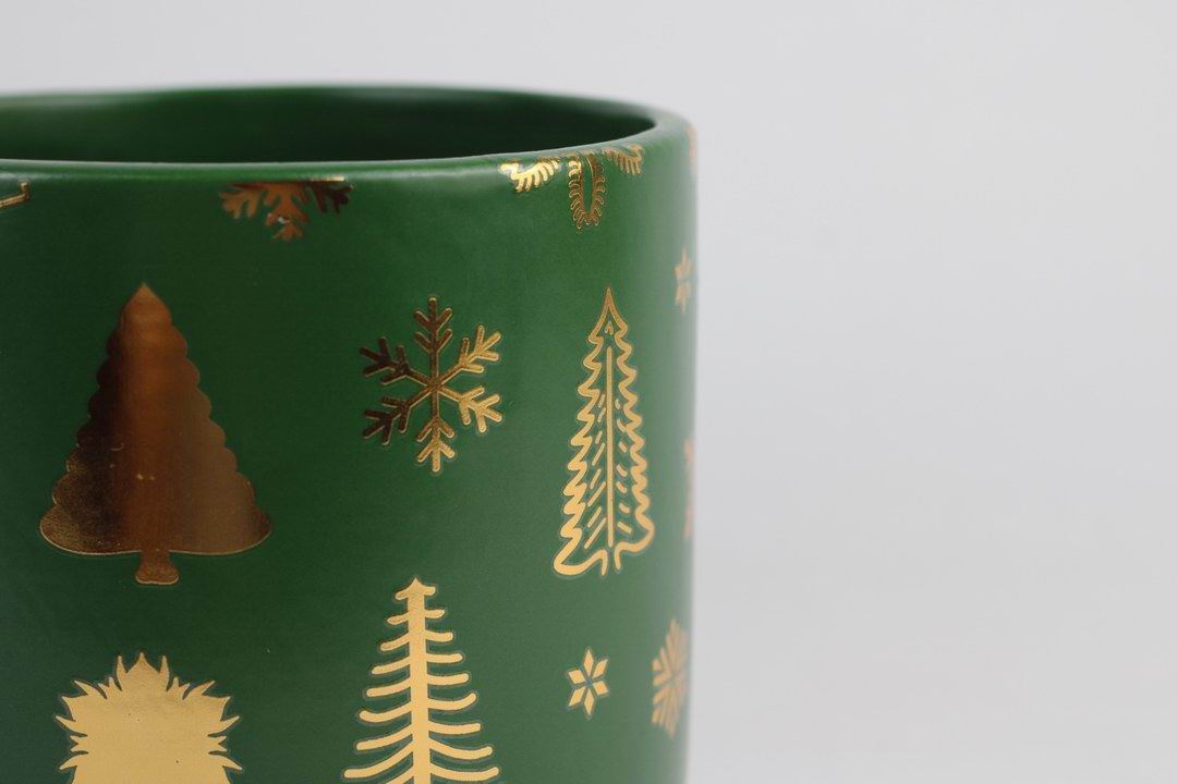 Gold Foil Christmas Ceramic Pot – Planter or Votive