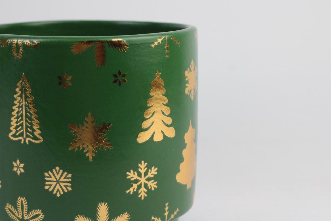 Gold Foil Christmas Ceramic Pot – Planter or Votive