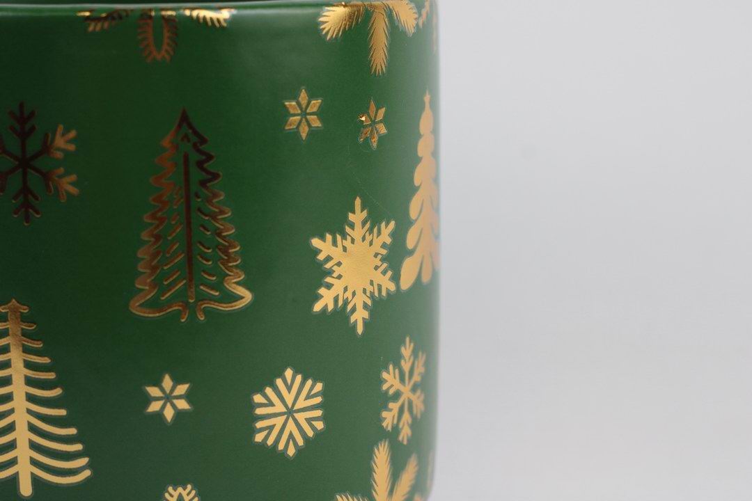 Gold Foil Christmas Ceramic Pot – Planter or Votive