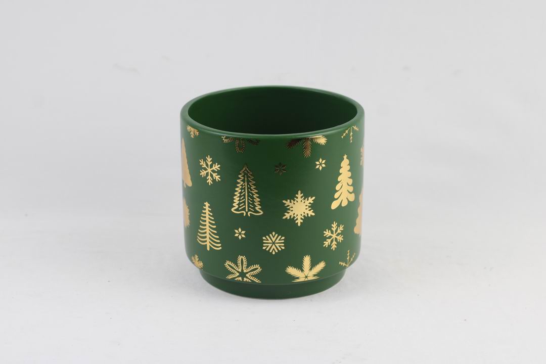 Gold Foil Christmas Ceramic Pot – Planter or Votive