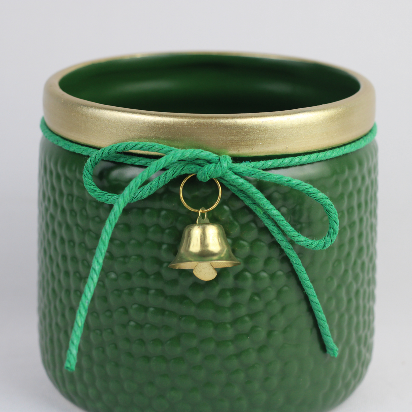 Holiday Bell Ceramic Pot – Textured Planter or Votive