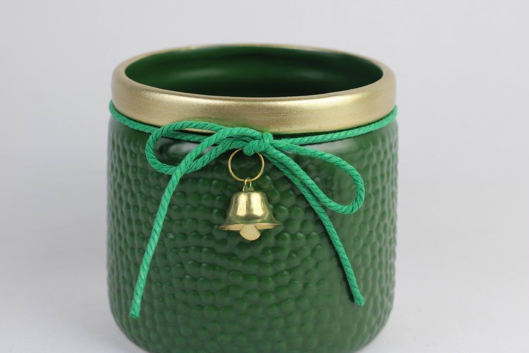 Holiday Bell Ceramic Pot – Textured Planter or Votive