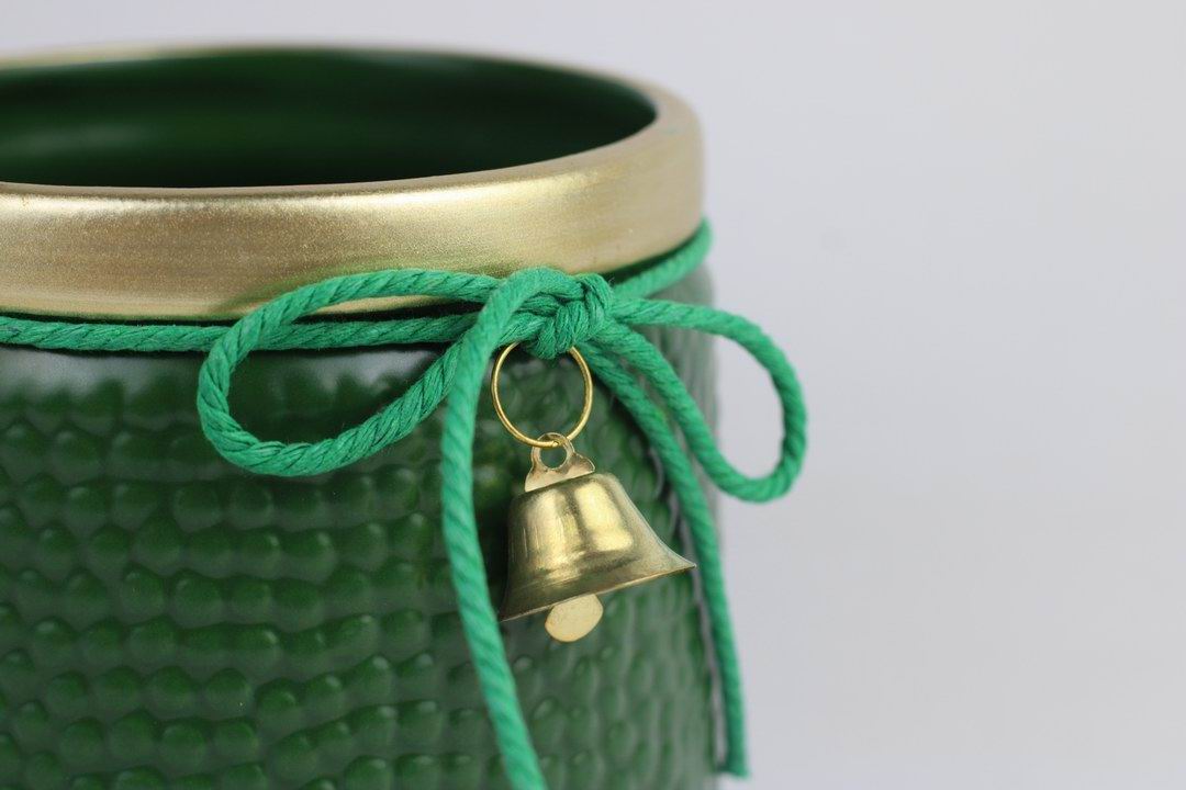 Holiday Bell Ceramic Pot – Textured Planter or Votive