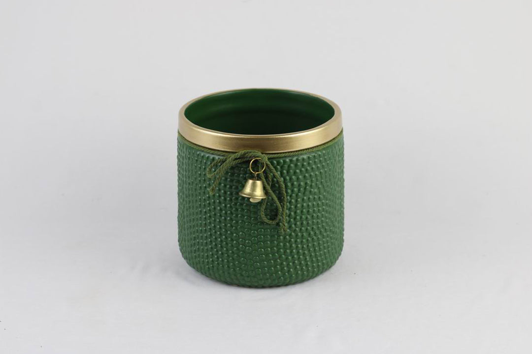 Holiday Bell Ceramic Pot – Textured Planter or Votive