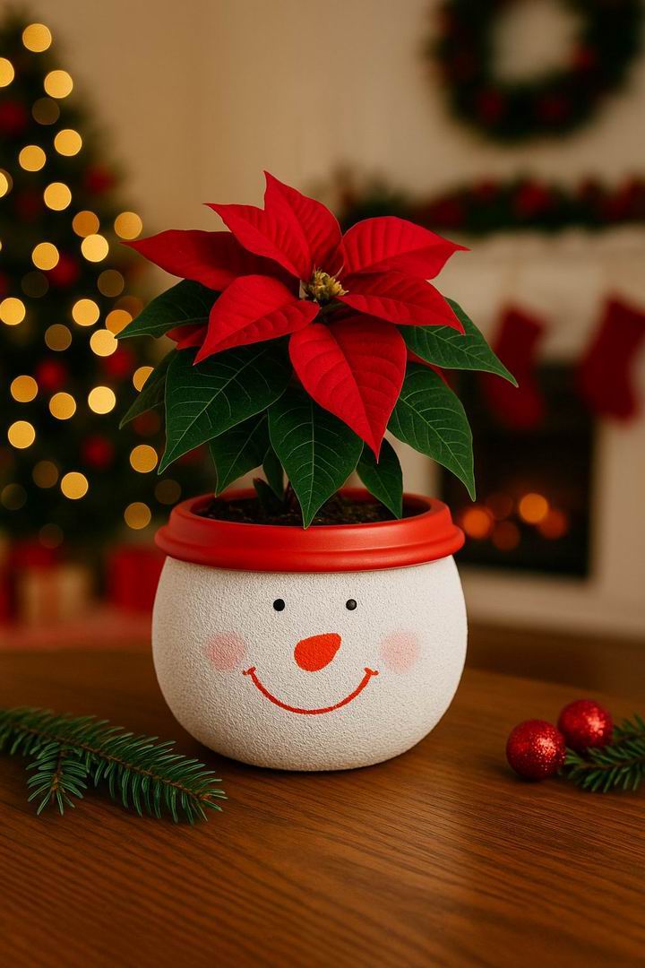 Santa & Snowman Concrete Holiday Pot – Planter or Votive