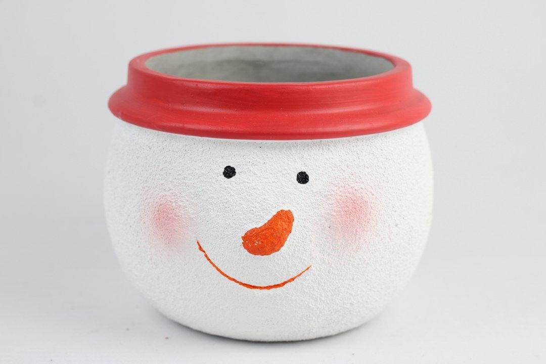 Santa & Snowman Concrete Holiday Pot – Planter or Votive