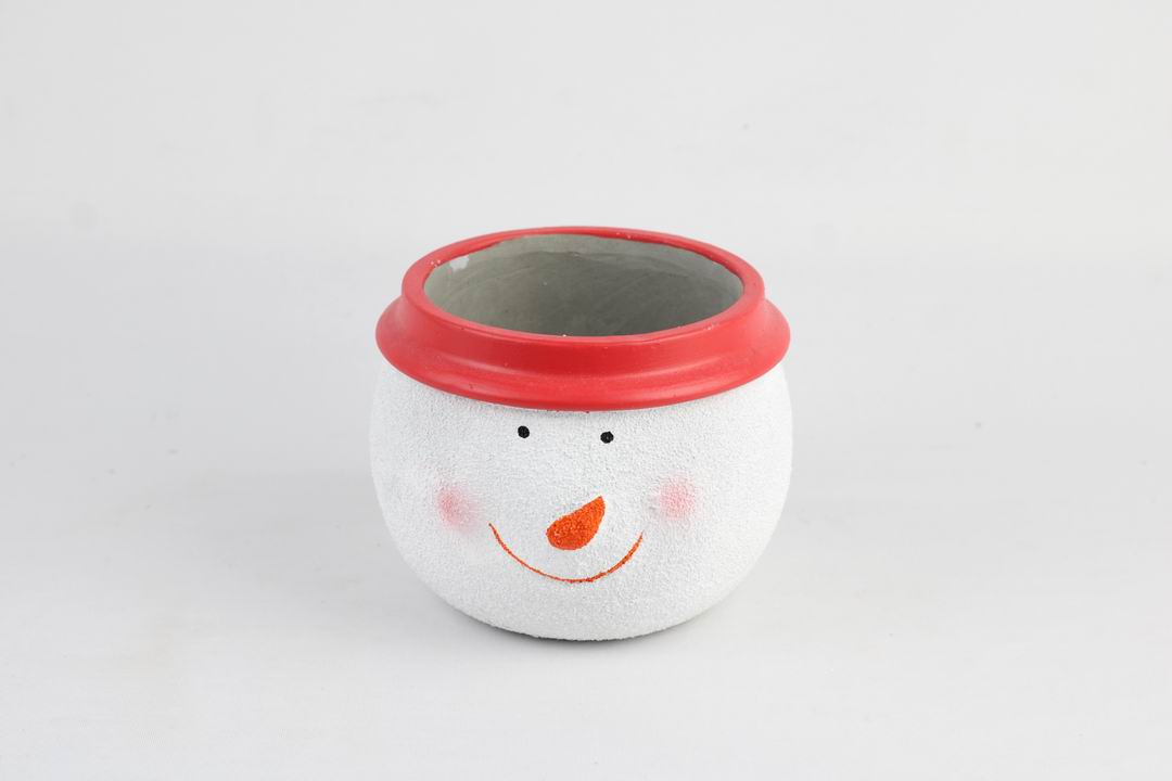 Santa & Snowman Concrete Holiday Pot – Planter or Votive