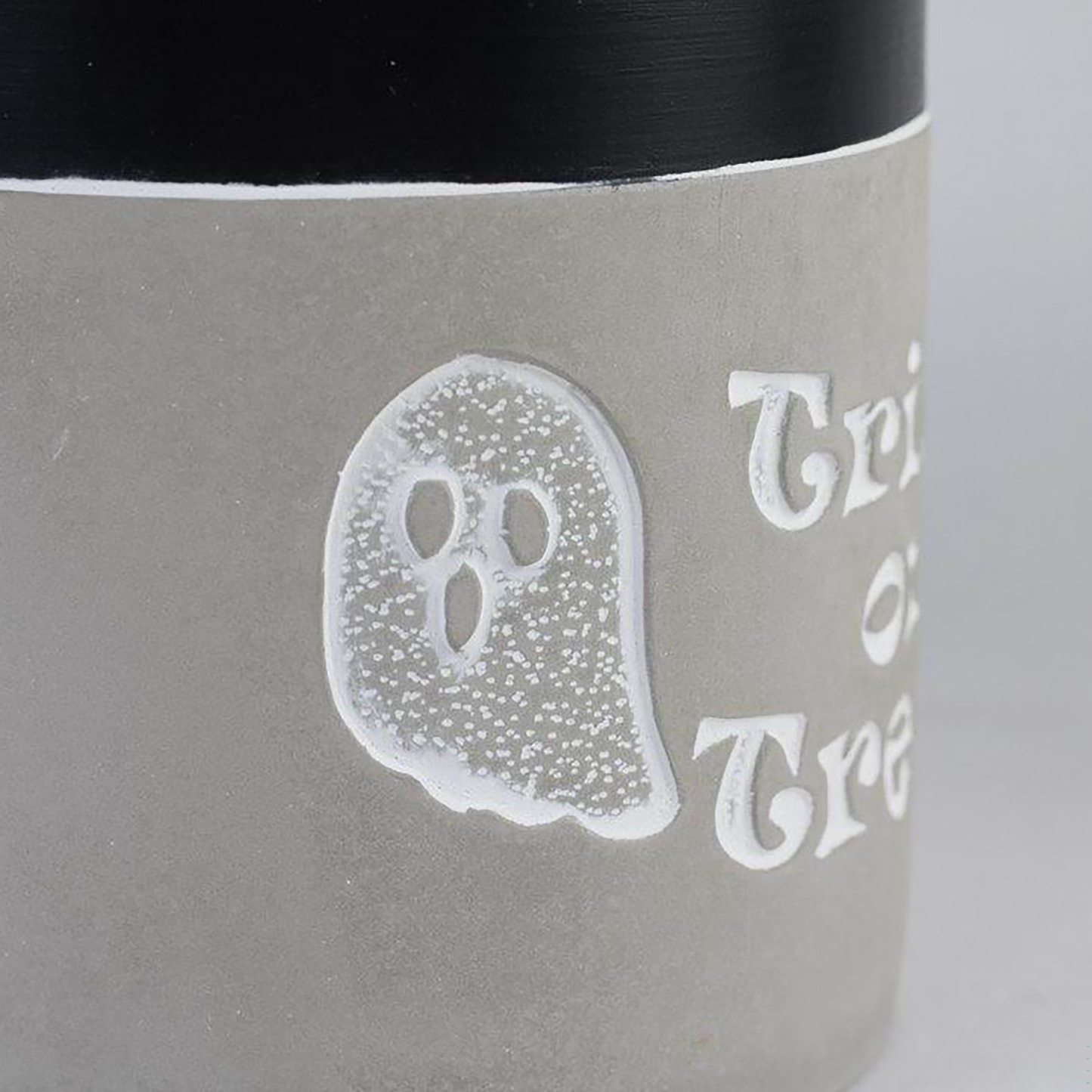 “Trick or Treat” Concrete Pot with Ghost Motif – Planter or Votive