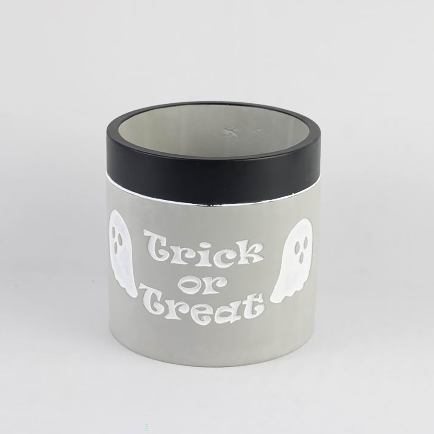 “Trick or Treat” Concrete Pot with Ghost Motif – Planter or Votive