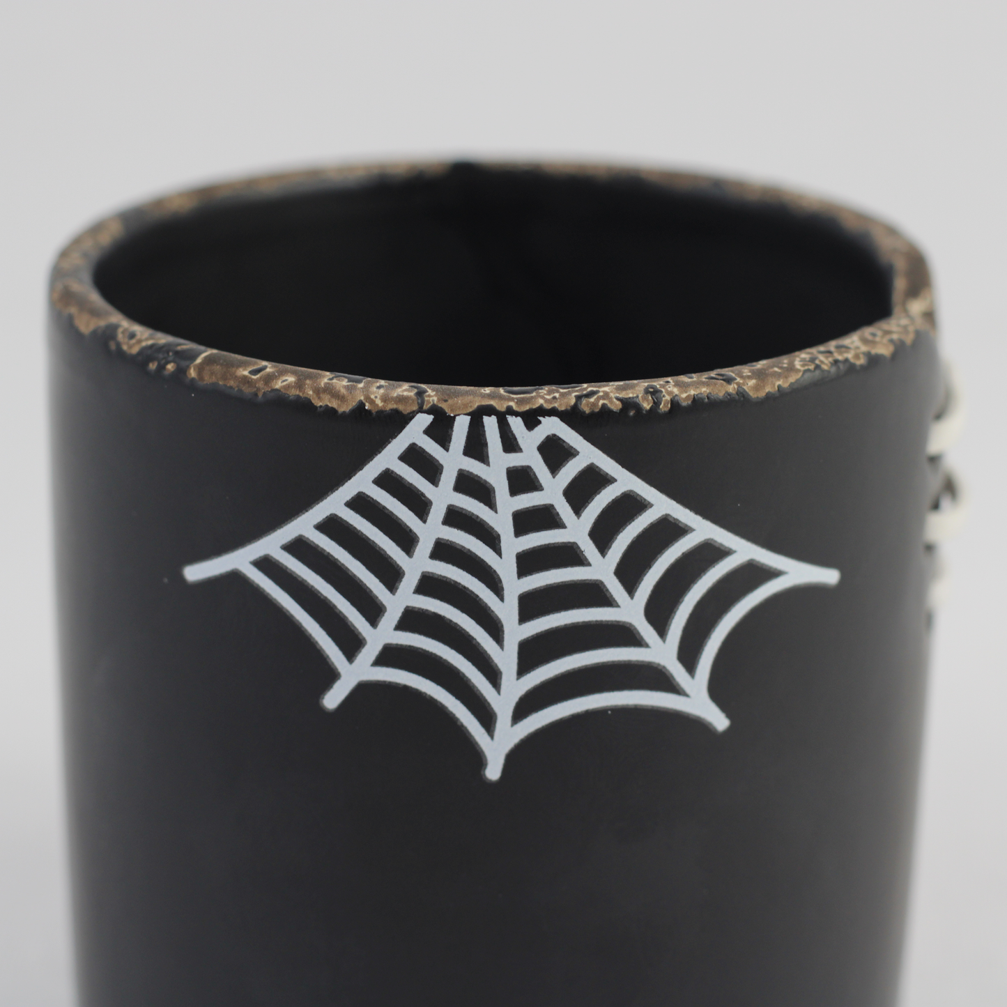 Spiderweb Stitch Ceramic Pot – Halloween Planter or Votive