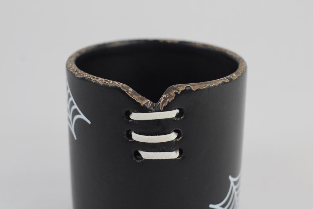 Spiderweb Stitch Ceramic Pot – Halloween Planter or Votive