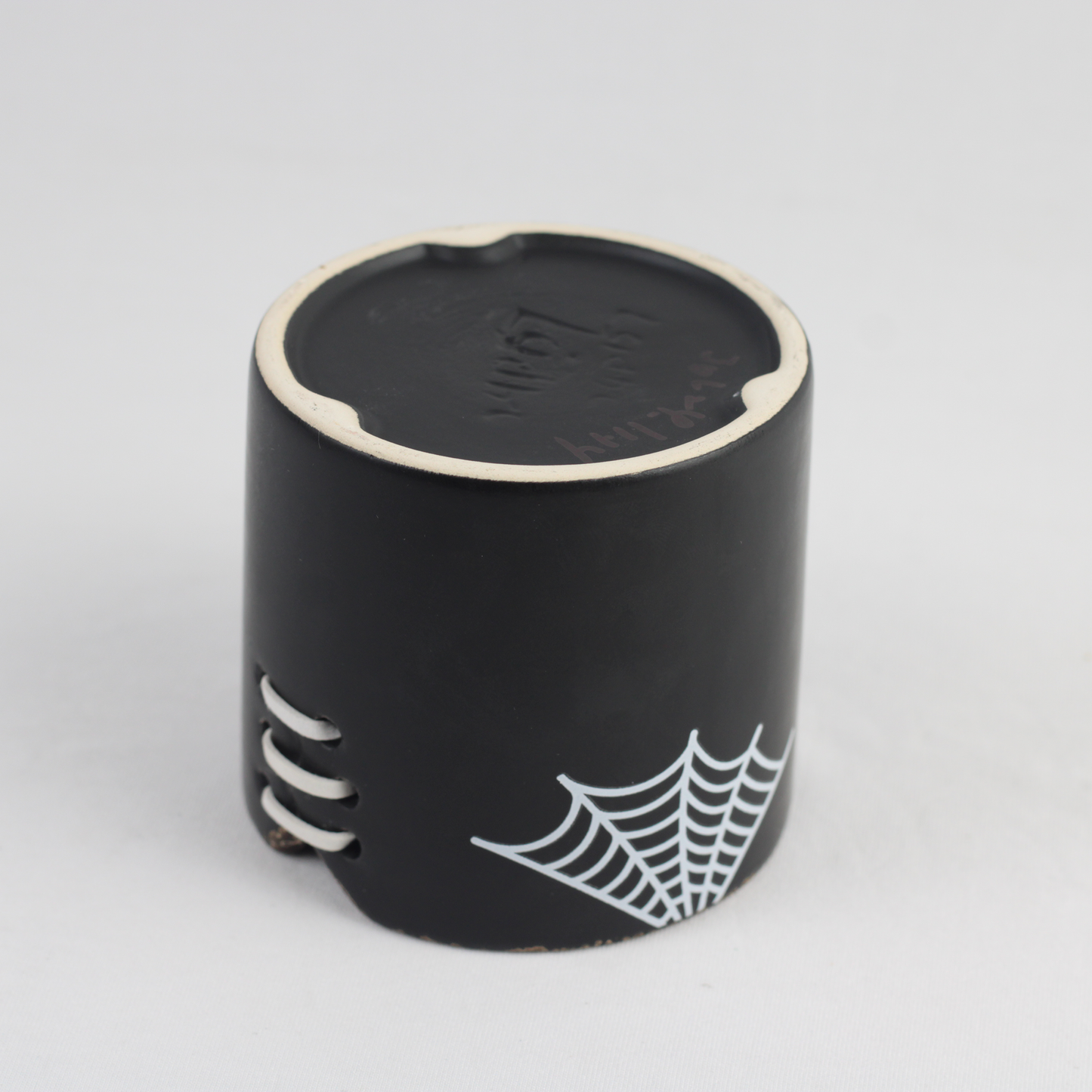 Spiderweb Stitch Ceramic Pot – Halloween Planter or Votive