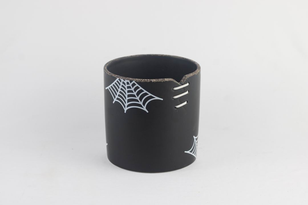 Spiderweb Stitch Ceramic Pot – Halloween Planter or Votive