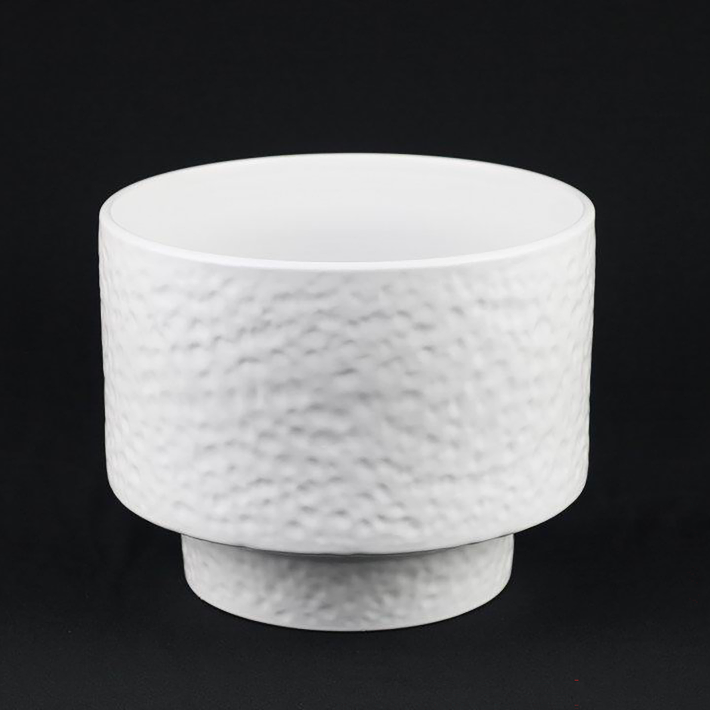 White Textured Stoneware Planter with Pedestal Base