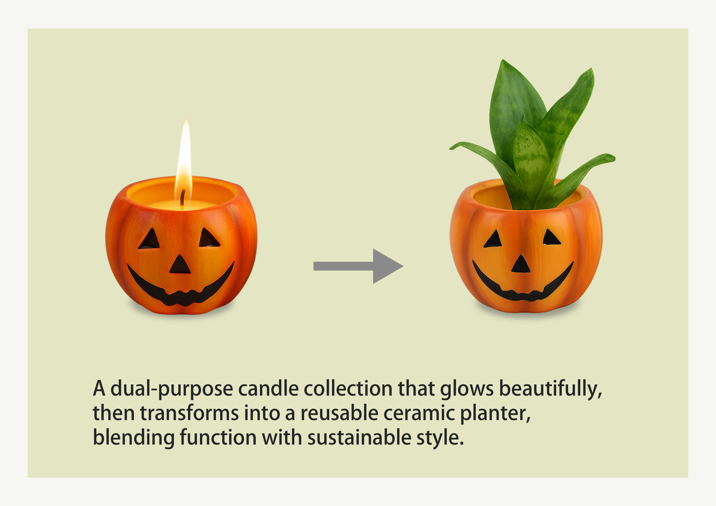 Pumpkin Ceramic Scented Candle – Halloween Edition (set of 2pcs)