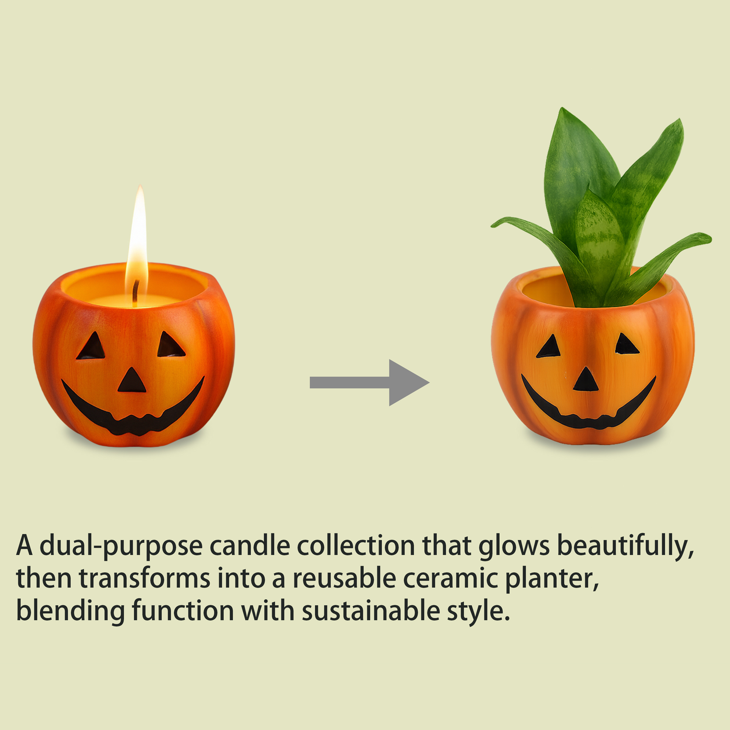 Pumpkin Ceramic Scented Candle – Halloween Edition (set of 2pcs)