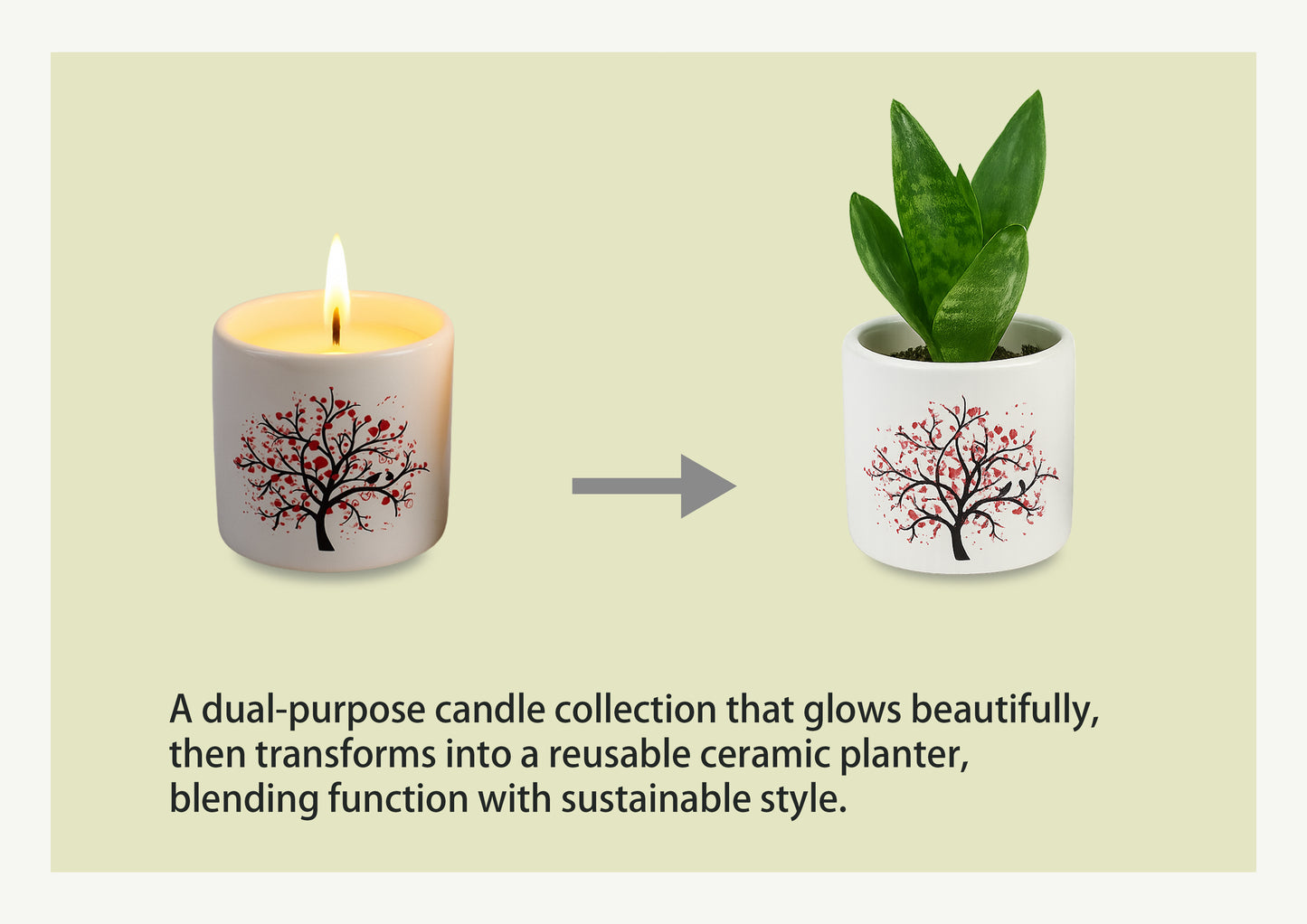 Romantic Tree Ceramic Scented Candle Set – Love Edition (set of 2pcs)