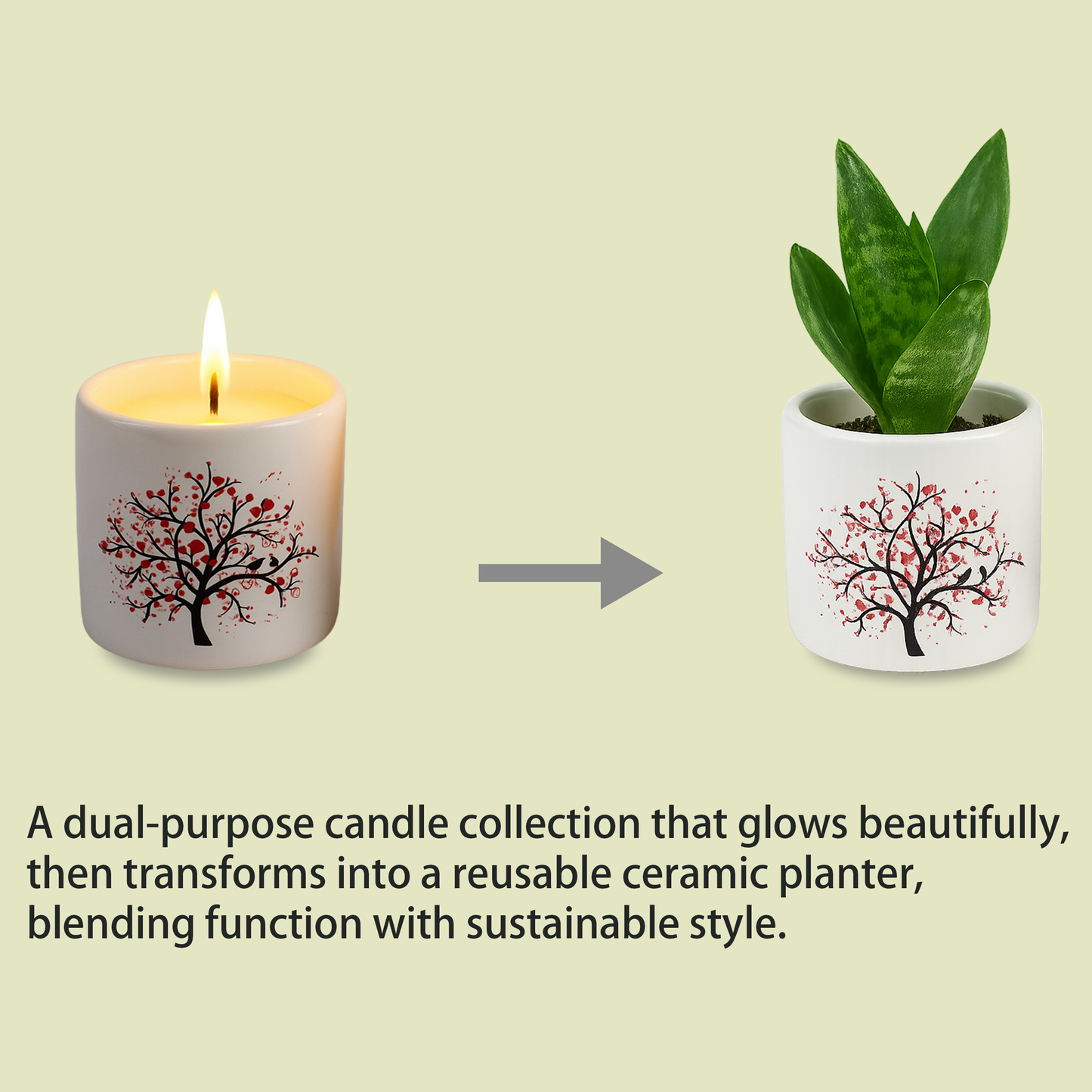 Romantic Tree Ceramic Scented Candle Set – Love Edition (set of 2pcs)
