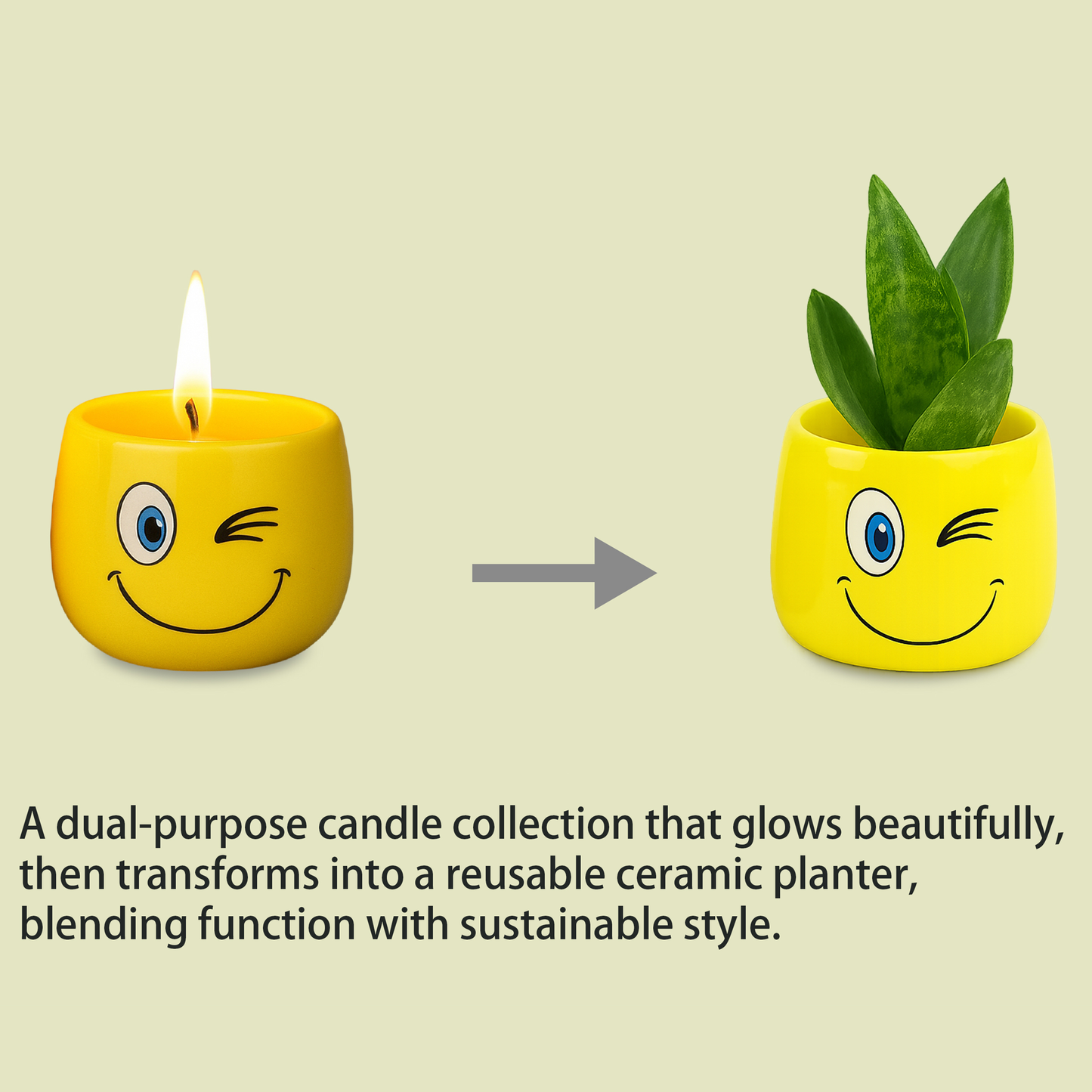 Dual-Purpose Ceramic Candle Holder – Sage Glazed (set of 2pcs)