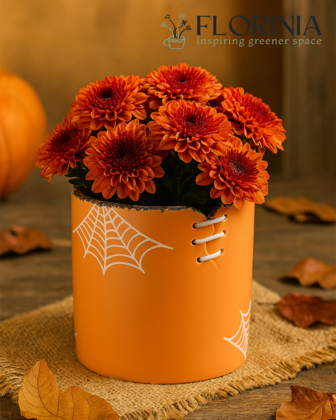 Spiderweb Stitch Ceramic Pot – Halloween Planter or Votive