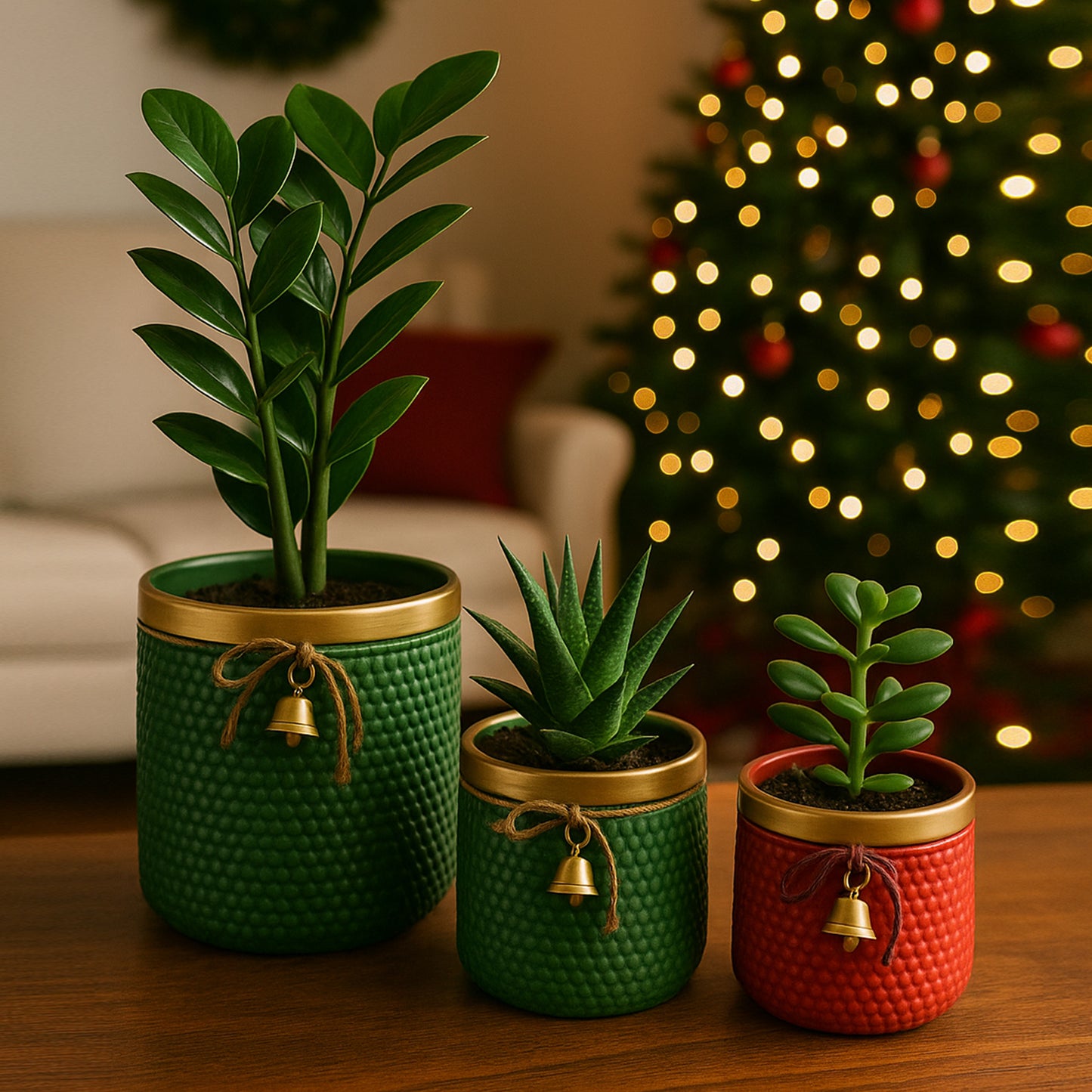 Holiday Bell Ceramic Pot – Textured Planter or Votive