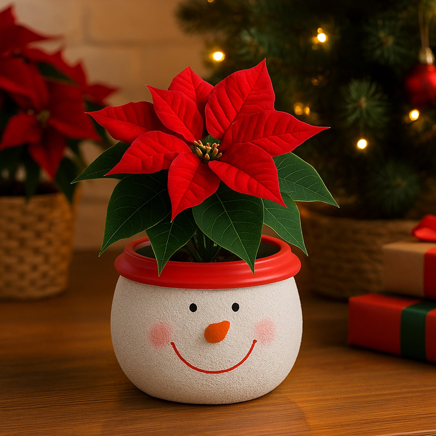 Santa & Snowman Concrete Holiday Pot – Planter or Votive