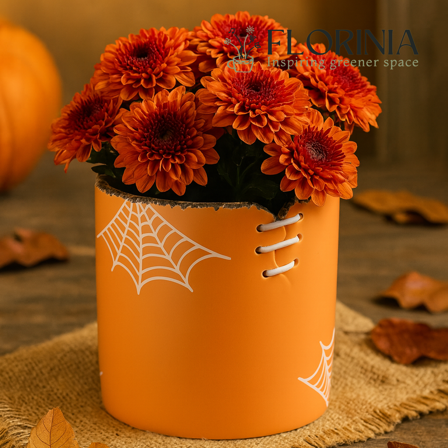 Spiderweb Stitch Ceramic Pot – Halloween Planter or Votive