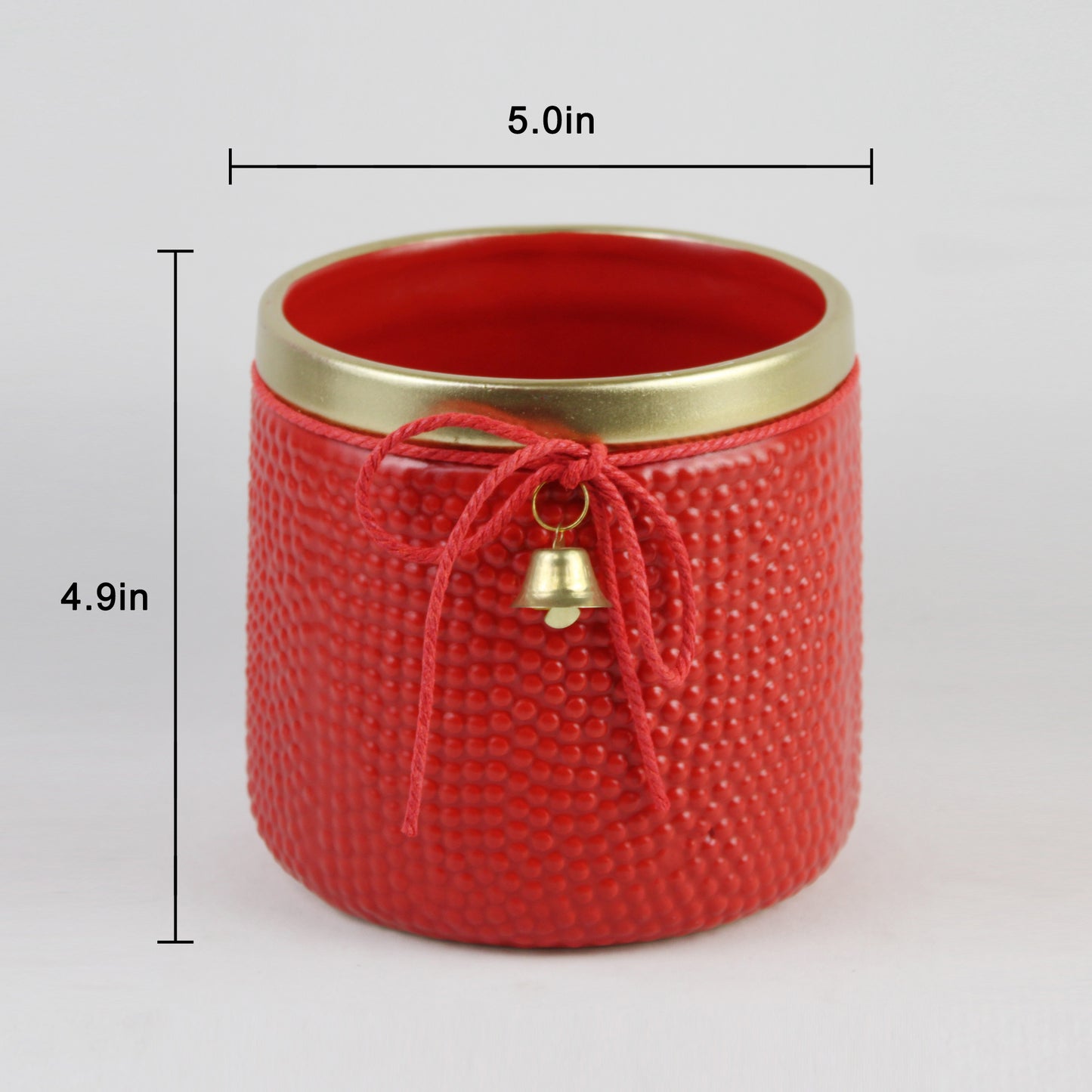 Red or Green Bell Christmas Ceramic Planter – Single Piece – Festive Textured Design