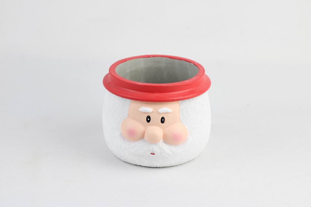 Santa & Snowman Concrete Holiday Pot – Planter or Votive