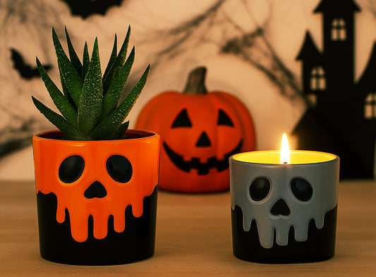Halloween Skull Drip Ceramic Flower Pot (dual-purpose)
