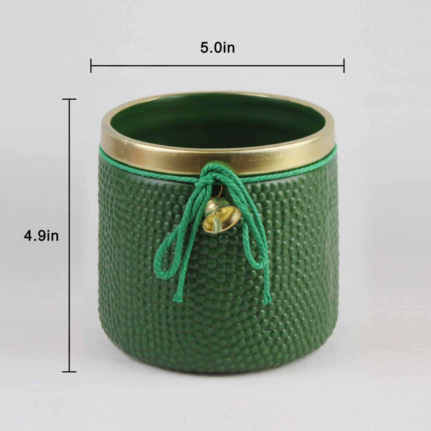 Red or Green Bell Christmas Ceramic Planter – Single Piece – Festive Textured Design